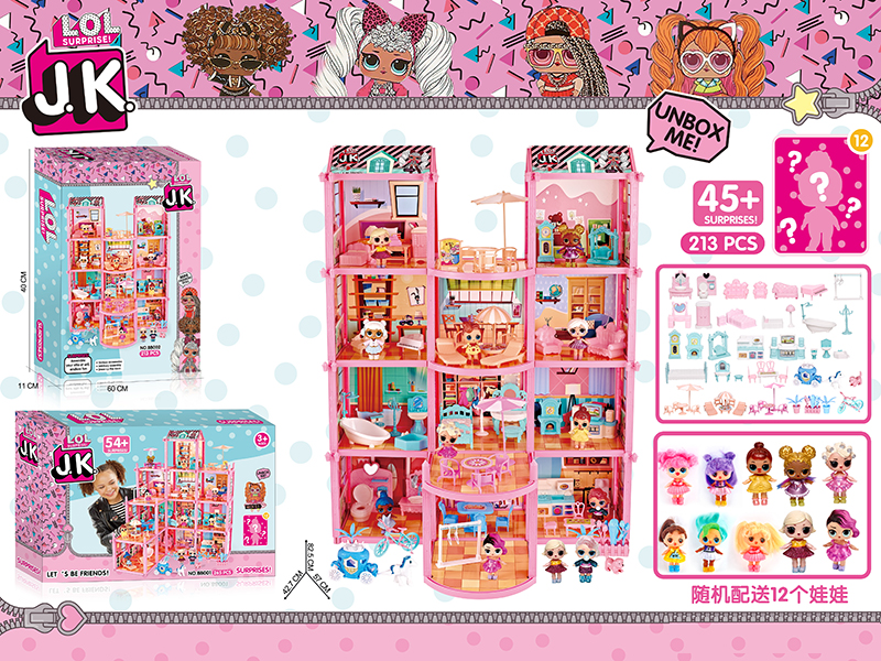 DIY JK Surprise Doll Villa Set 213pcs