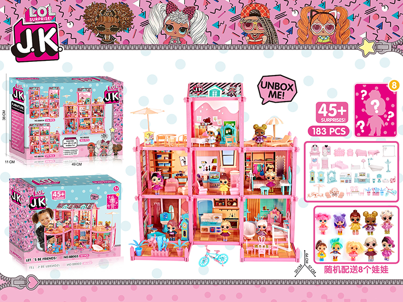 DIY JK Surprise Doll Villa Set 183pcs