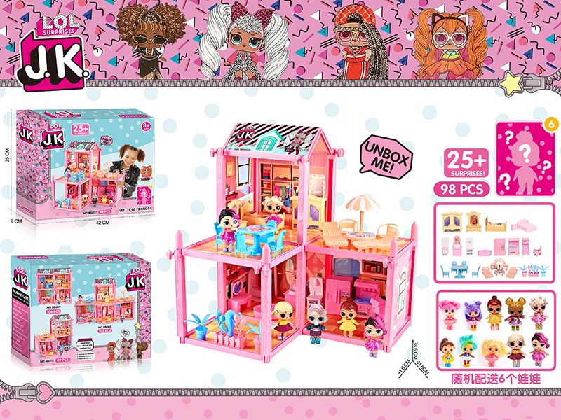 DIY JK Surprise Doll Villa Set 98pcs