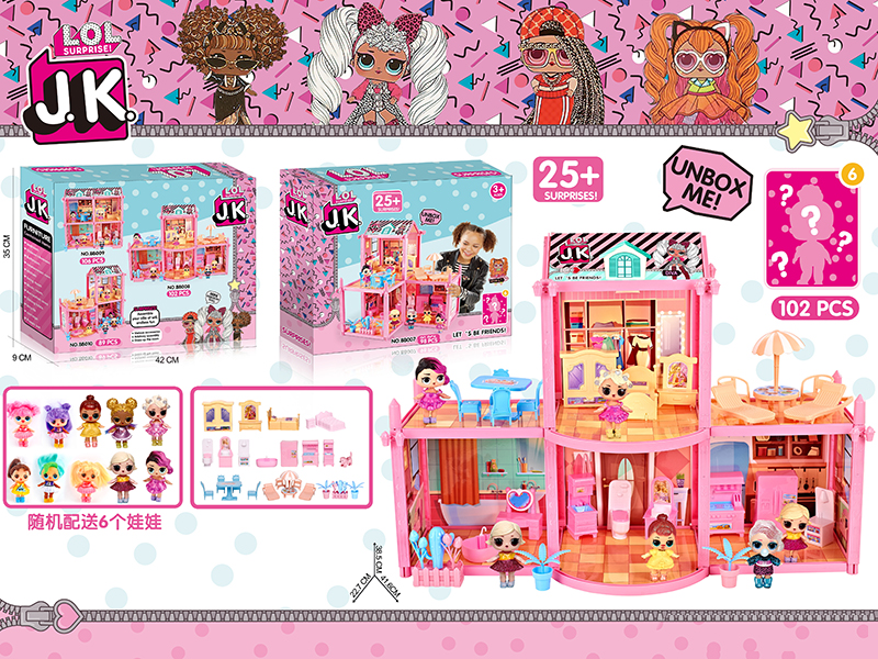 DIY JK Surprise Doll Villa Set 102pcs