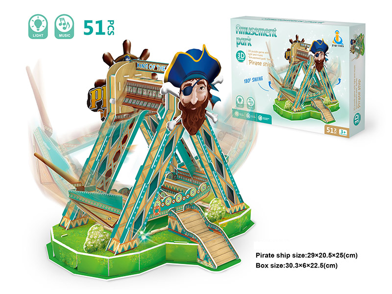3D Puzzle - Pirate Ship With Light & Music 51PCS