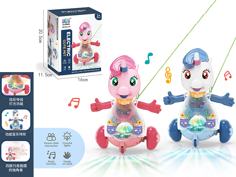 Electric Transparent Gear Unicorn With Light And Music