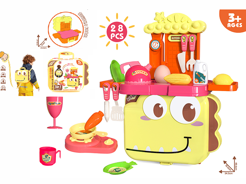 Dinosaur Backpack Kitchen Theme 28pcs