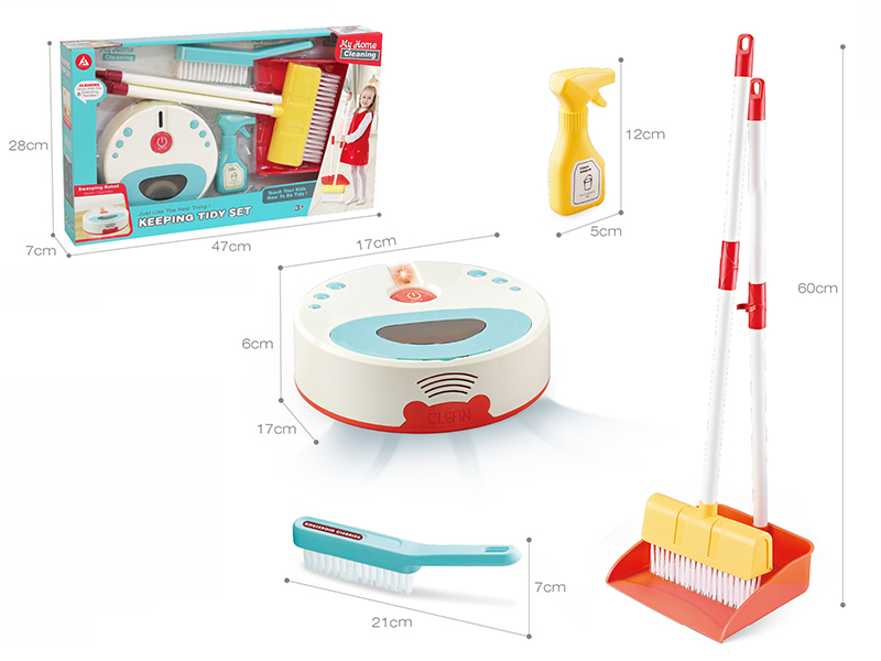 Simulated Sweeoing Robot Set(Vacuuming,B/O Go And Bump,Light)