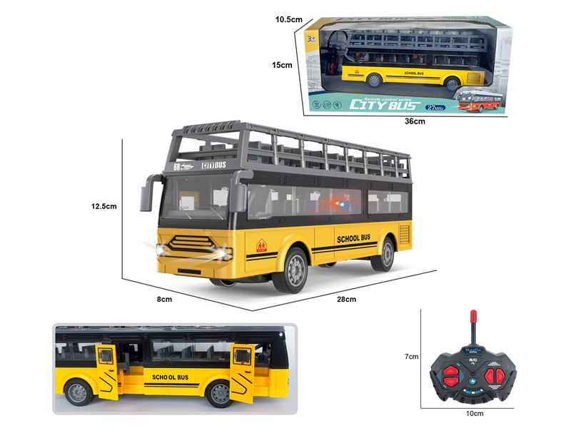 1:30 4Ch R/C Double Decker School Bus With Light