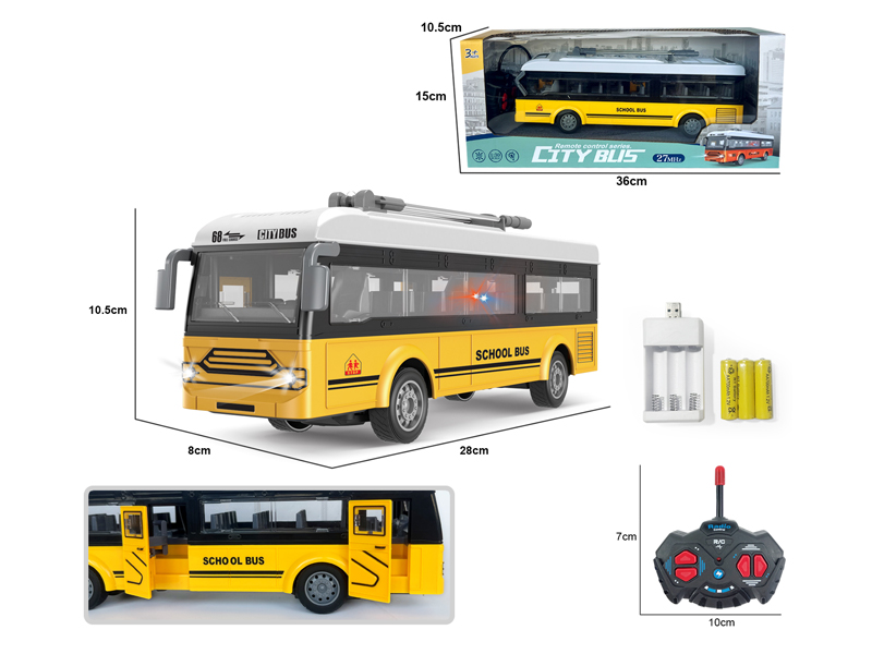 1:30 4Ch R/C Single Storey School Bus With Light
