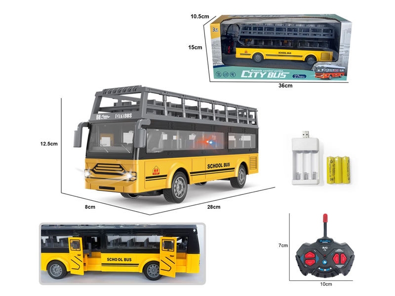 1:30 4Ch R/C Double Decker School Bus With Light