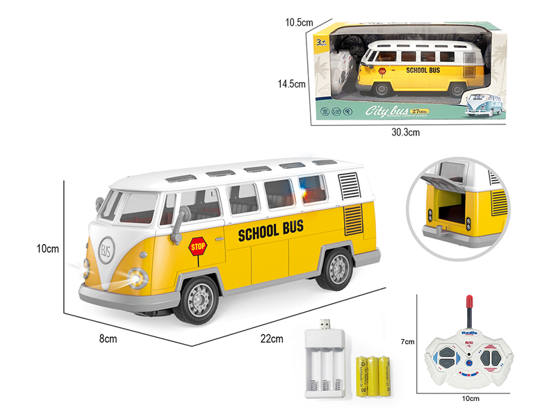 1:30 4Ch R/C Retro School Bus With Lights