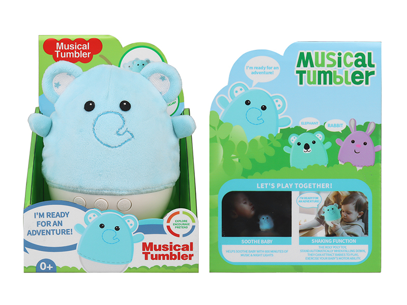 Plush Puzzle Elephant Tumbler With Light Music