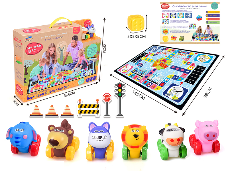 Vinyl Slide Animal Cartoon Car With Large Size Non-Woven Carpet