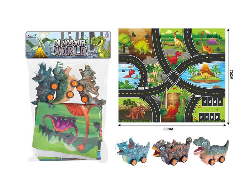 Slide Vinyl Dinosaur Car With Map