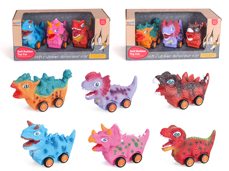 Slide Vinyl Dinosaur Cars 3pcs