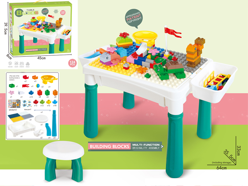 124PCS Multi Functional Building Block Table (With 1 Chair)