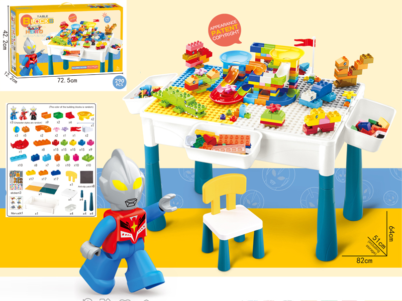 124PCS Superman Slide Multi-Function Building Block Table (With 1 Chair)