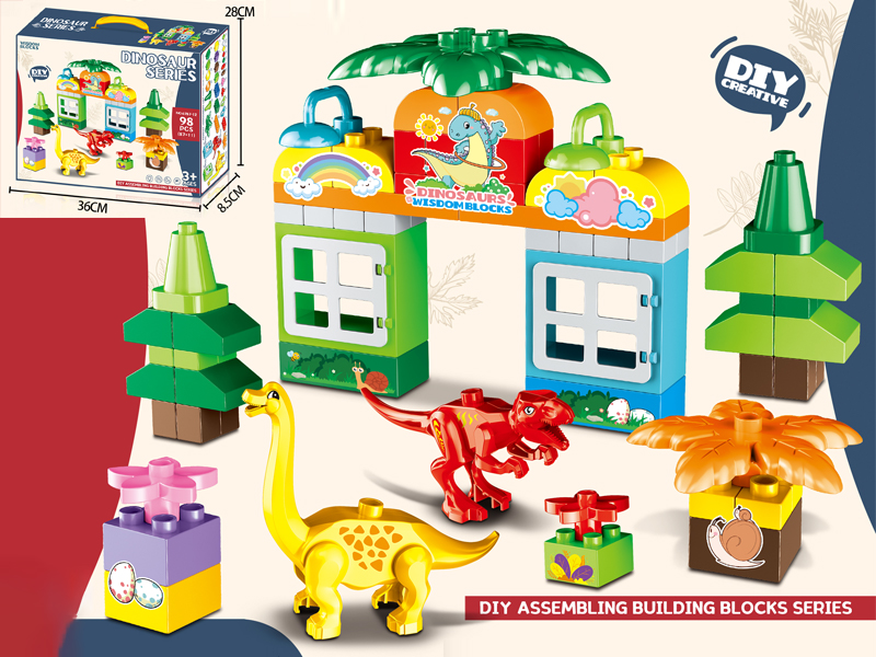 98PCS Building Blocks Of Dinosaur Park