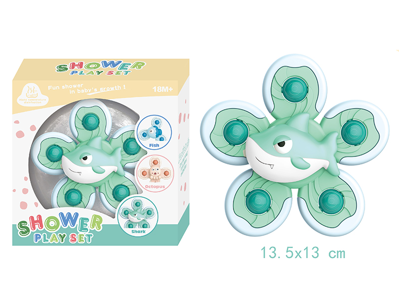 Bathroom Toys Shark Sucker Spinning Top