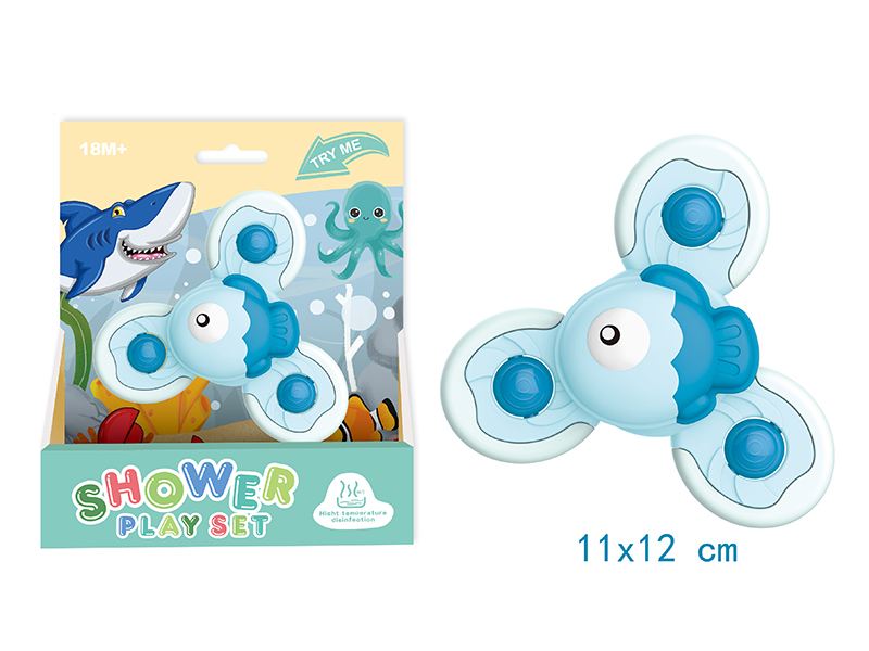 Bathroom Toys Fish Sucker Spinning Top