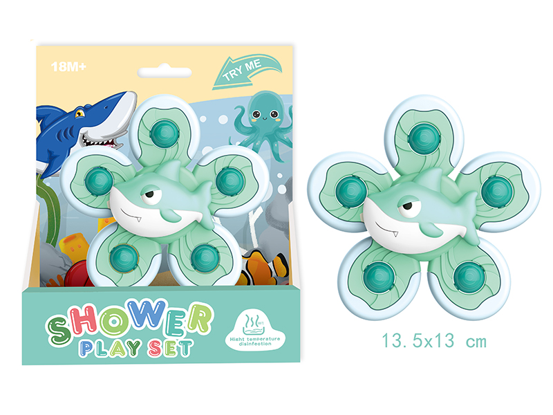 Bathroom Toys Shark Sucker Spinning Top