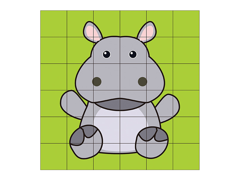 36pcs Cartoon Hippo Building Blocks Puzzle