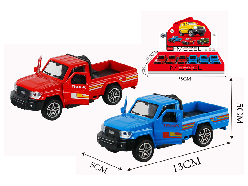12PCS Alloy Pull Back Pickup Truck With Light And Sound