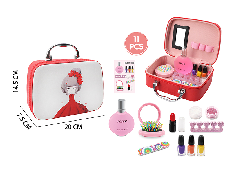 Makeup Bag + Perfume, Lipstick, Comb, Tearable Environmental Nail Polish, Diy Makeup Brush Set