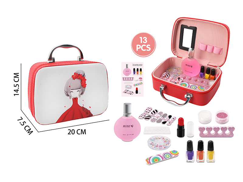 Makeup Bag + Perfume, Lipstick, Nail Piece, Tear Off Environmental Friendly Nail Polish, Diy Makeup Brush Set