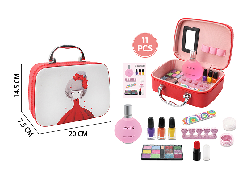 Makeup Bag + Perfume, Lipstick, Eye Shadow, Tearable Environmental Nail Polish, Diy Makeup Brush Set