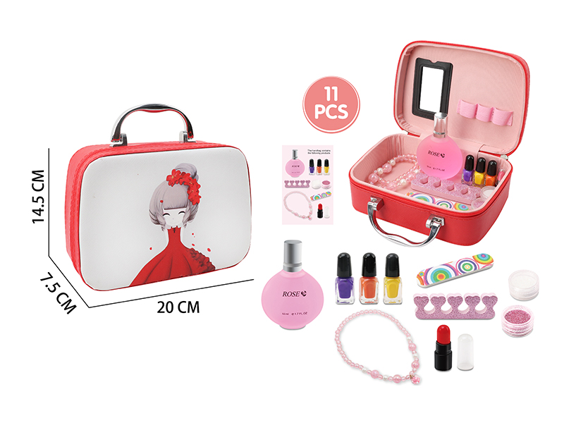 Makeup Bag + Perfume, Lipstick, Necklace, Tearable Environmental Nail Polish, Diy Makeup Brush Set
