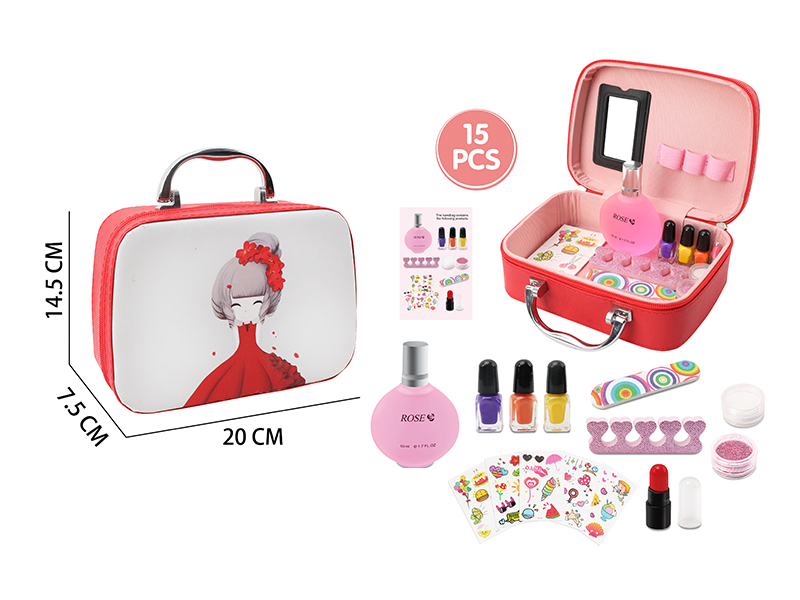 Makeup Bag + Perfume, Lipstick, Tattoo Sticker, Tear Off Environmental Friendly Nail Polish, Diy Makeup Brush Set