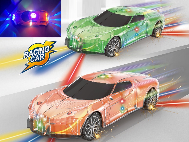 Friction Transparent Shell Sports Car With Music Light