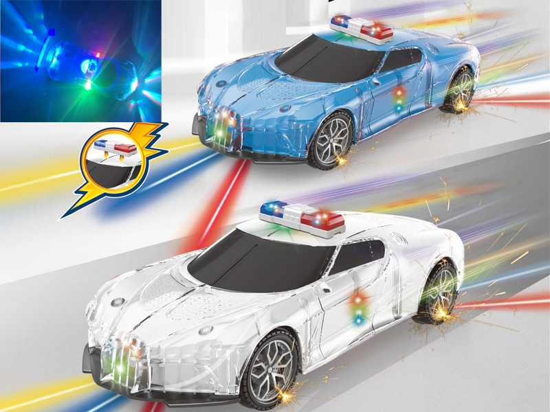Friction Transparent Shell Police Car With Music Light