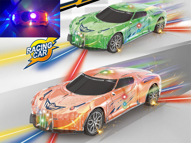 Friction Transparent Shell Sports Car With Music Light