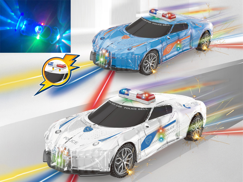 Friction Transparent Shell Police Car With Music Light