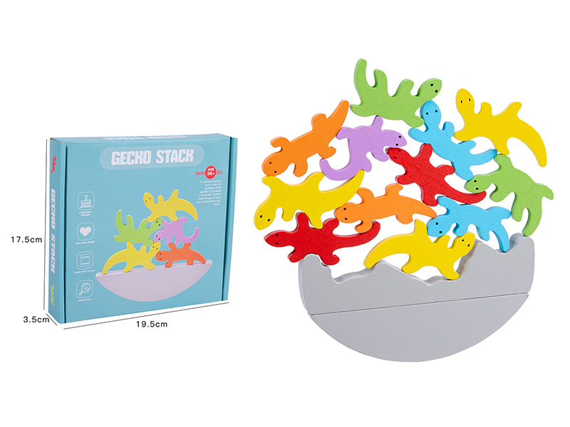 Wooden Gecko Stacking Toys Blocks