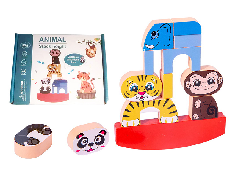 Wooden Animal Stack Height  Toys