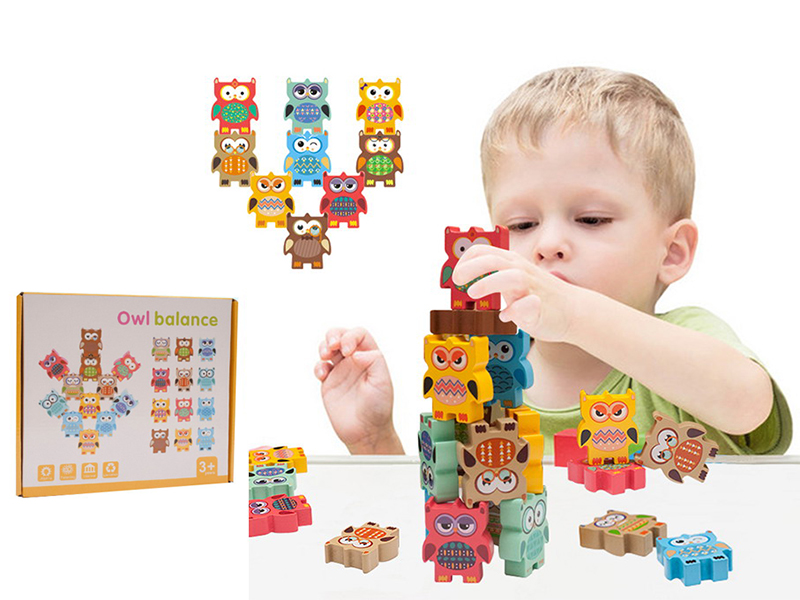 Wooden Owl Balance Stacking High Game