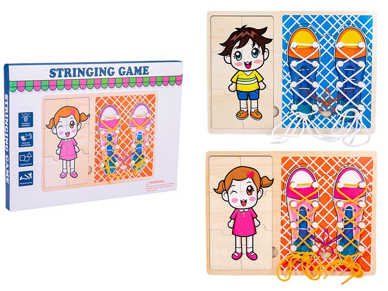 Wooden Lacing Shoe & Jigsaw Puzzle