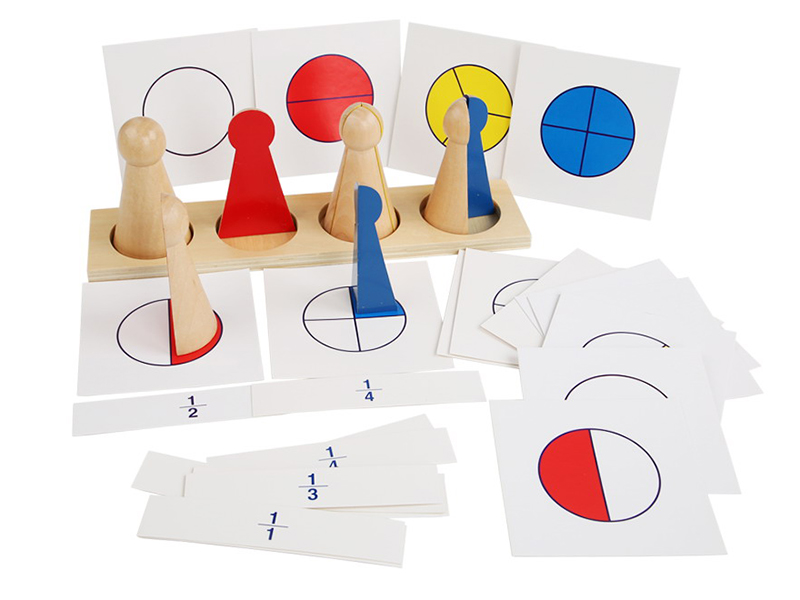 Wooden Montessori Mathematics Teaching Aids Fraction Figure Learning