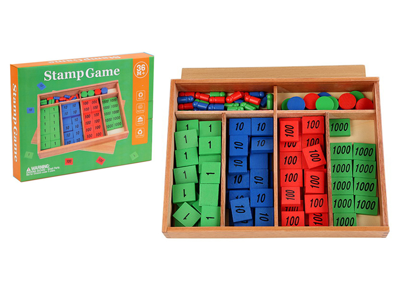 Wooden Montessori Stamp Game