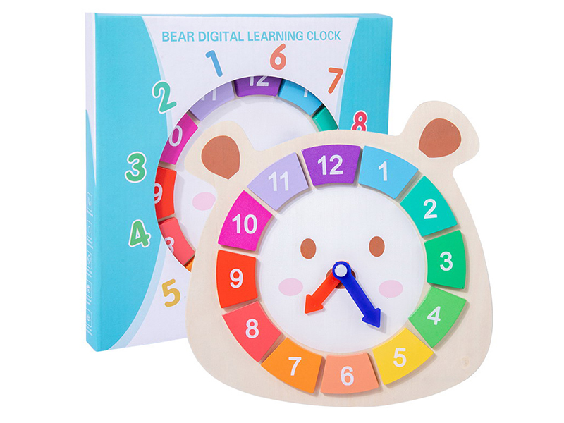 Wooden Bear Digital Learning Clock