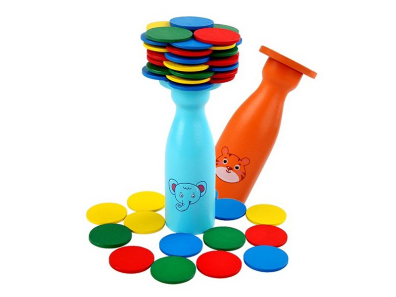 Wooden Bottle Stacking Balance Game
