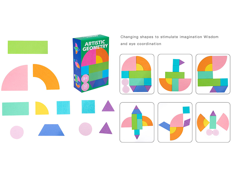 Wooden Geometry Puzzle 12PCS