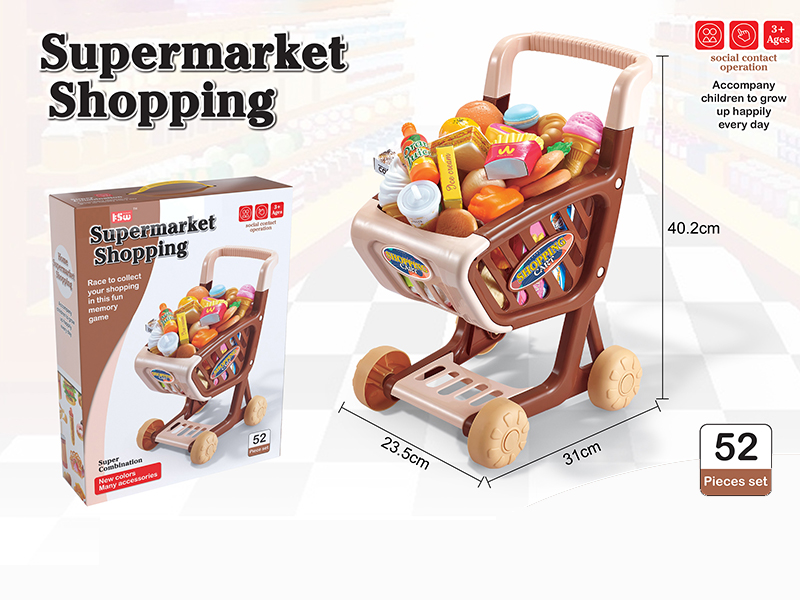 Shopping Cart With Fast Food Set 52pcs