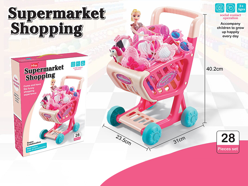 Shopping Cart With Adornment Toys 28pcs