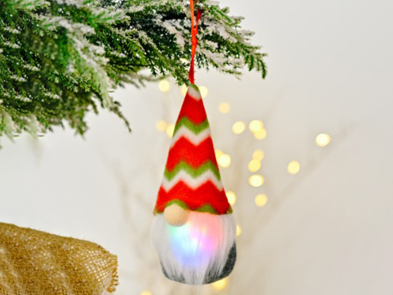 Knitted Pendant With Light E Red And Green Stripes