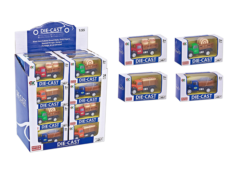 24Pcs 1:55 Alloy Pull Back Farm Car