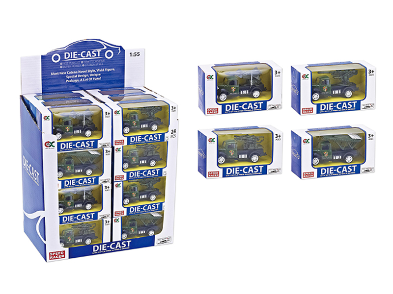 24Pcs 1:55 Alloy Pull Back Military Vehicle