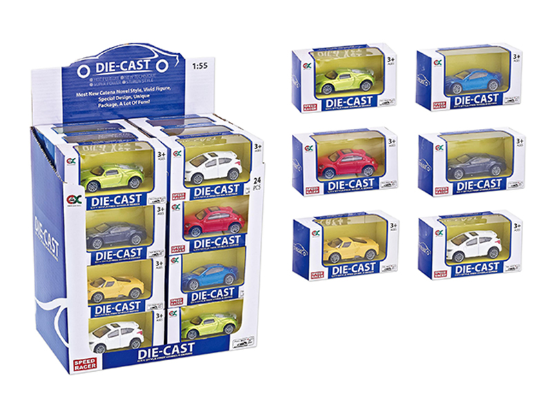 24Pcs 1:55 Alloy Pull Back Simulation Vehicle