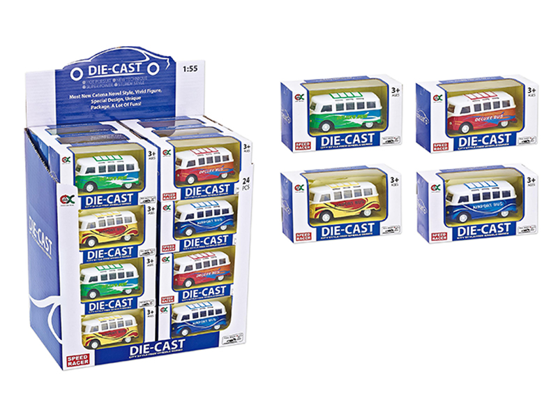 24Pcs 1:55 Alloy Pull Back Bus
