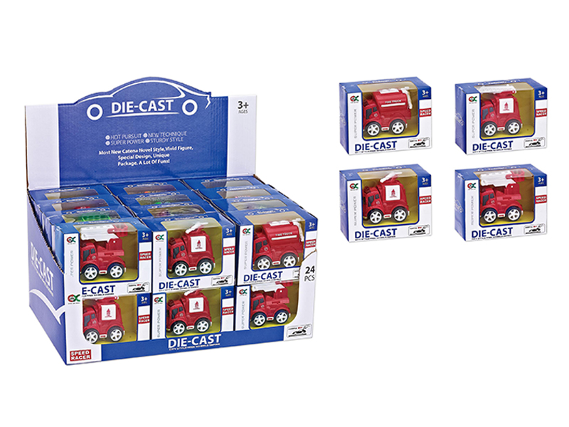 24Pcs Alloy Friction Version Q Fire Truck